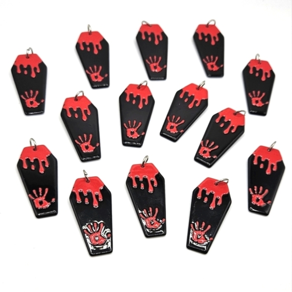 🆓️ FREE ADD ON 14 piece Lot Keychain Craft  Halloween Bloody Handprint Goth - Picture 1 of 4